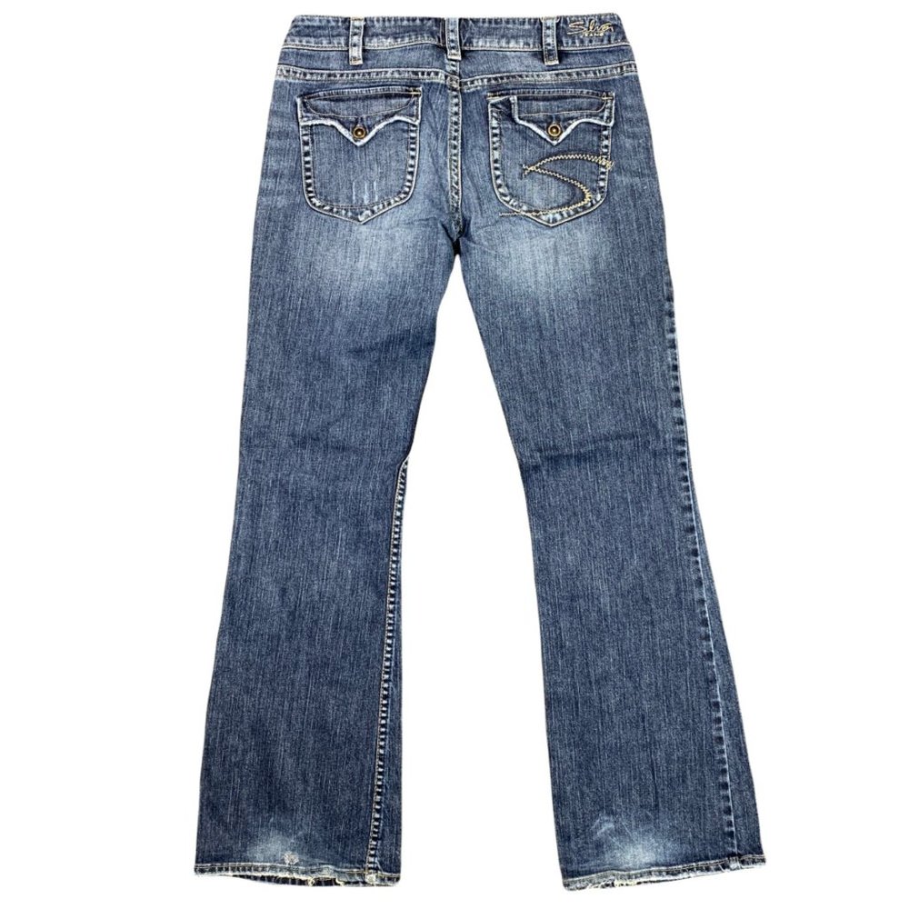 Silver Jeans Pioneer Distressed Boot Cut Denim Blue Jeans Size W31/L33 EUC - Picture 4 of 12